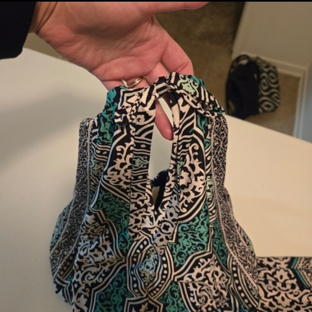 White House Black Market Teal and Black Patterned Maxi Dress - Picture 4 of 8